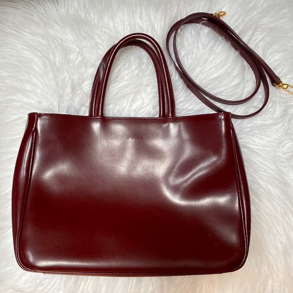 Furla Red Handbag with Shoulder Strap Attachment